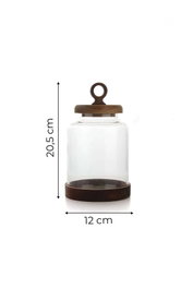 Hermia Tarro de Vidrio con Tapa de Madera de 1100 ml